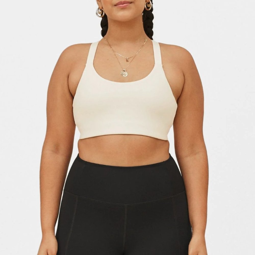 Girlfriend Collective Ivory Lou V-Back Sports Bra Size Large